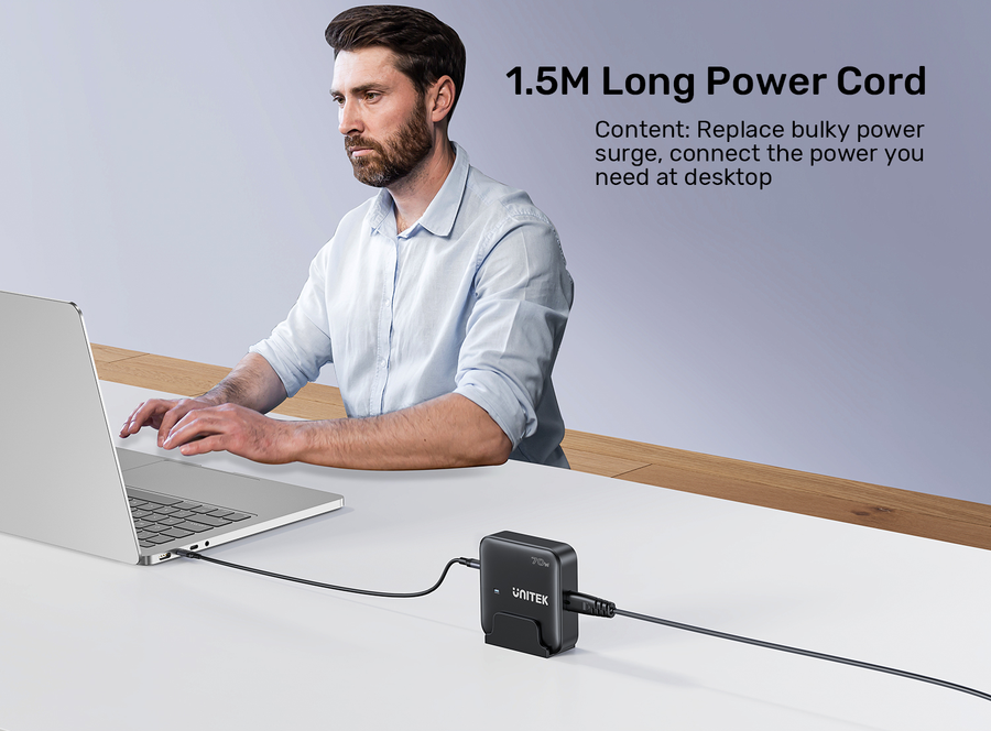 Unitek P1228AWH - 70W Desktop GaN Charging Station 2x USB-C PD Ports & 2x USB-A QC3.0 Ports.
