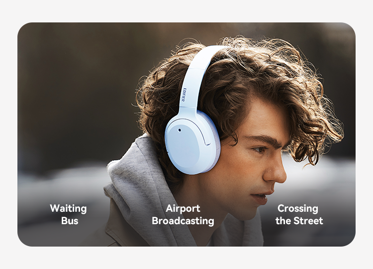 Edifier  W820NB Plus Wireless Over-Ear Noise-Cancelling Headphones - Ivory