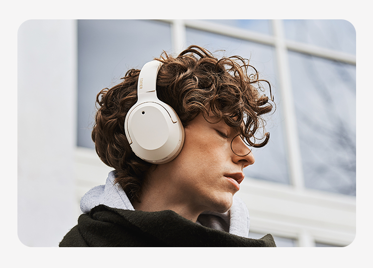 Edifier  W820NB Plus Wireless Over-Ear Noise-Cancelling Headphones - Ivory