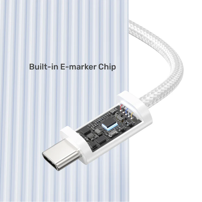 Unitek C14141A-WHT - 1M USB-C to USB-C Magnetic Cable. Supports 100W PD Fast Charging. Tangle-free