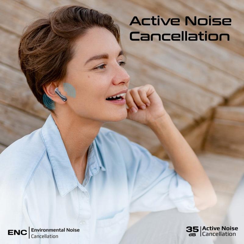 Promate BATON-BLK - In-Ear HD Bluetooth Earbud Hybrid ANC TWS w/ Intellitouch Includes 500mAh Recharging