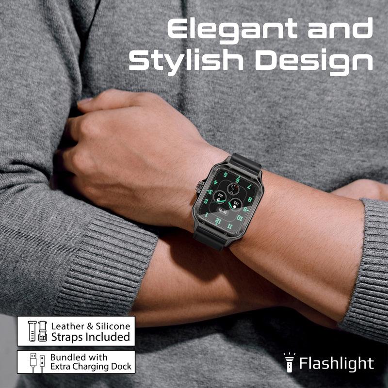 Promate XWATCH-RM-BLK - IP68 Smartwatch w/ 1.78'' Curved Display & BT Calling Fitness Tracker Pedometer