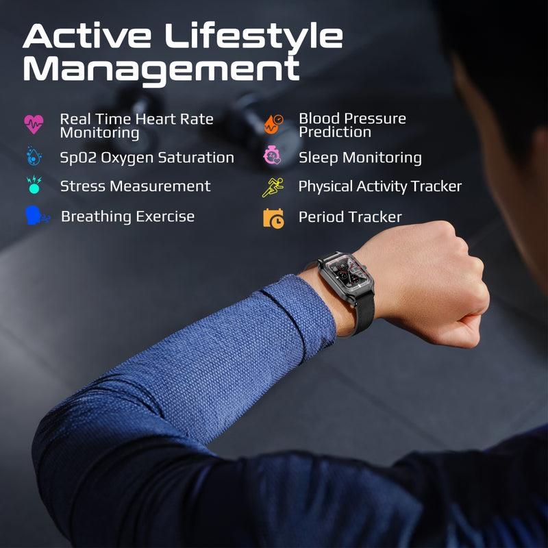 Promate XWATCH-RM-BLK - IP68 Smartwatch w/ 1.78'' Curved Display & BT Calling Fitness Tracker Pedometer