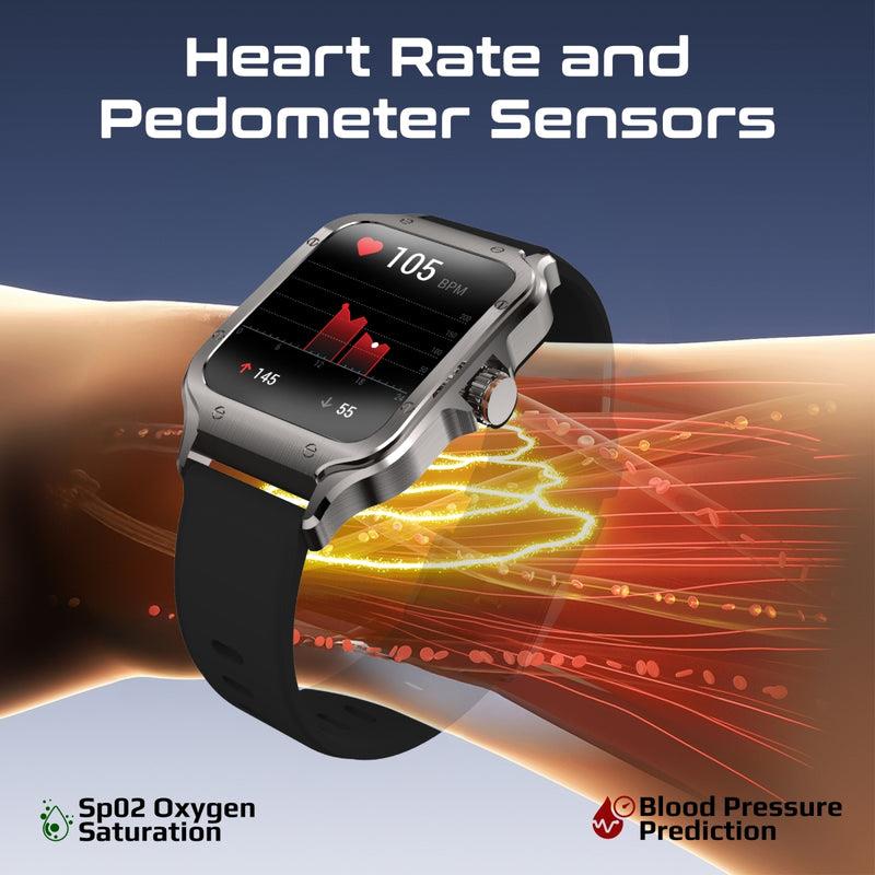 Promate XWATCH-RM-BLK - IP68 Smartwatch w/ 1.78'' Curved Display & BT Calling Fitness Tracker Pedometer
