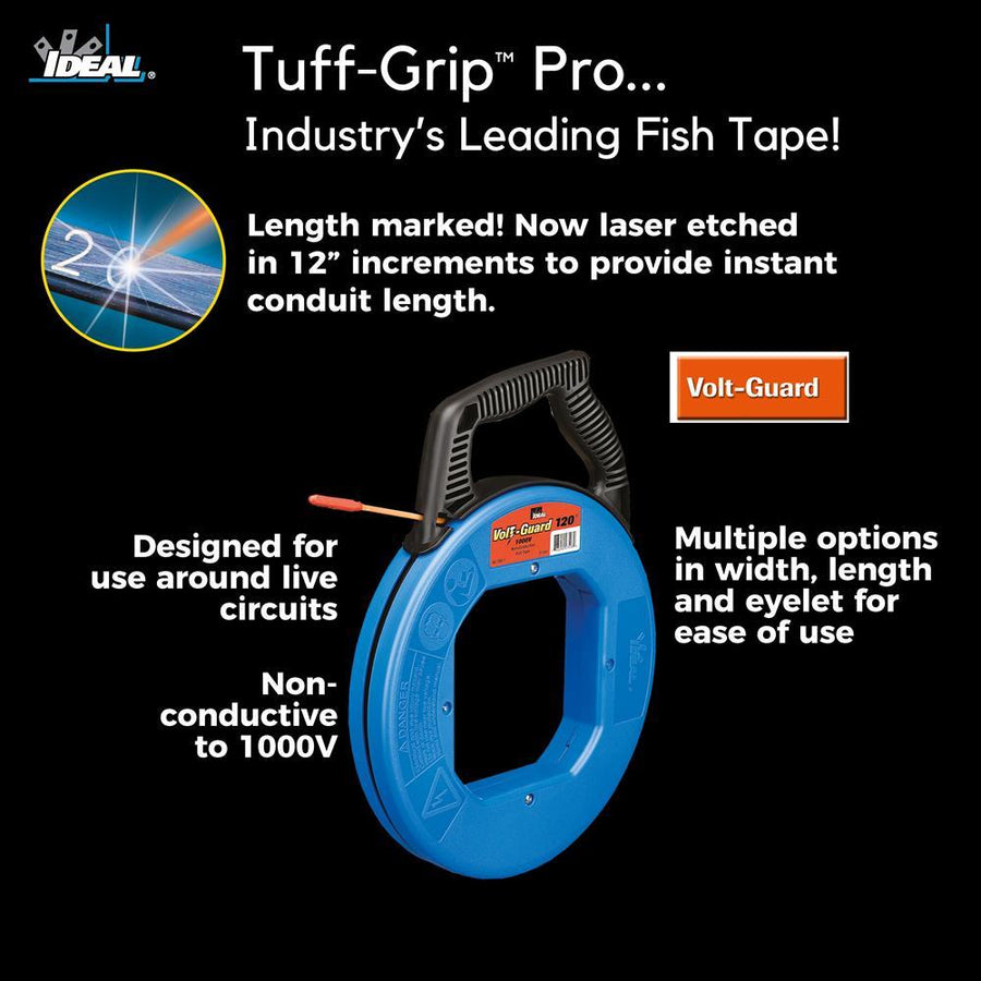 IDEAL INDUSTRIES IDL31-544 - 36m Volt-Guard Fish Tape w/ Eyelet & Tuff-Grip Pro Case