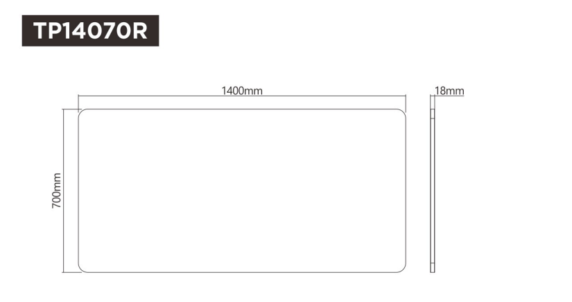 BRATECK TP14070R-WHT - 1400x700mm One-Piece Table Top for M06-23DE-AI Desk Curved-edge EcoFriendly