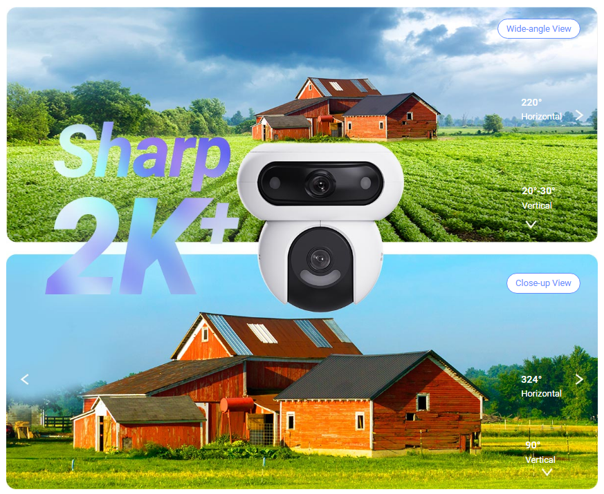 EZVIZ H90-4MP - H90 4MP (2K+) Outdoor Dual PT WiFi Wired Camera (4MP+4MP). Dual Rotations
