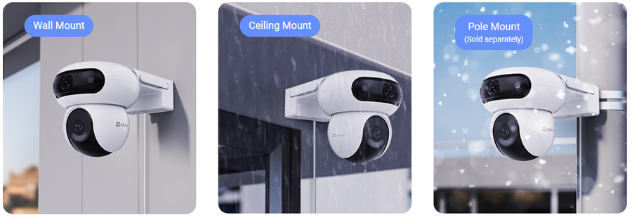 EZVIZ H90-4MP - H90 4MP (2K+) Outdoor Dual PT WiFi Wired Camera (4MP+4MP). Dual Rotations