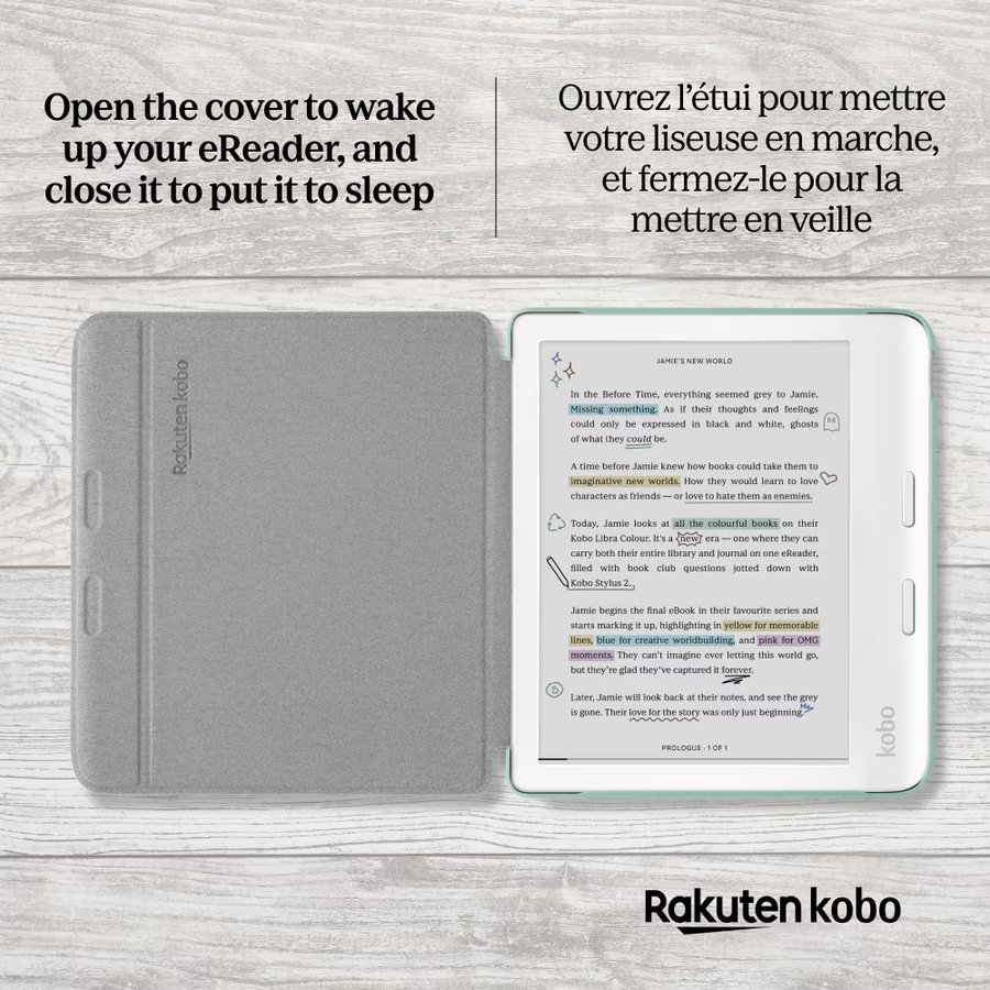 N428-AC-GR-O-PU - KOBO LIBRA COLOUR GARDEN GREEN BASIC SLEEPCOVER