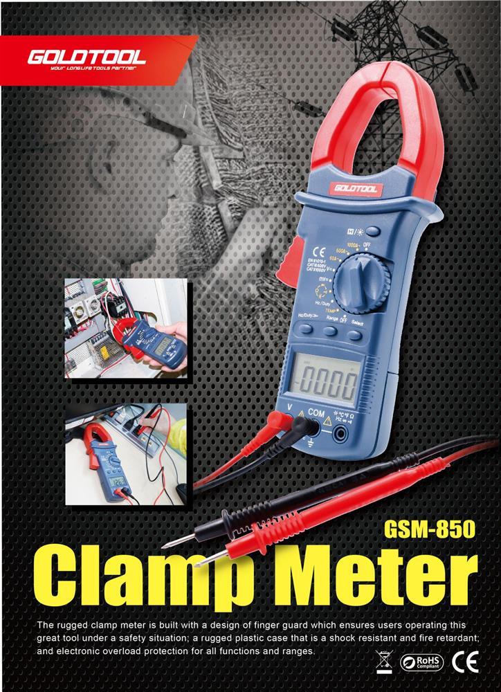 GOLDTOOL GSM-850 - Rugged Clamp Meter Tester. Shock Resistant Plastic Case Overload Protection LED