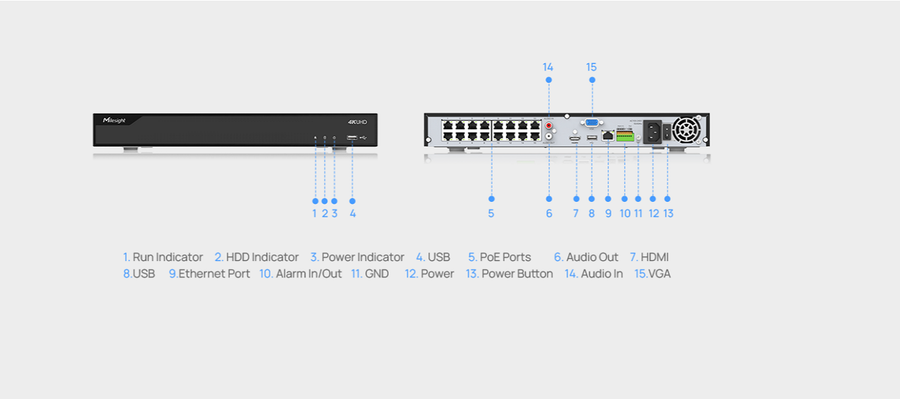 MS-N5008-UPC - Milesight 4K 8 Channel IP Camera NVR with PoE Built in