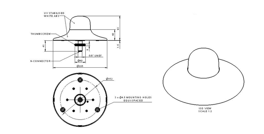 Panorama Antennas CM-7-60-NJ - Wideband Discreet Ceiling Mount Antenna for 3G/4G