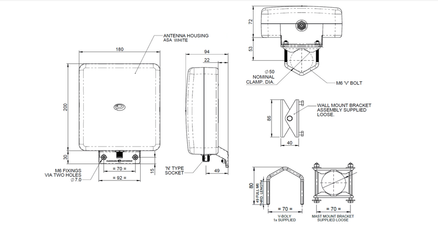 Panorama Antennas WM8E-BADEP3G-26-NJ - Wideband High-Gain Wall/Pole Mount Directional Panel Antenna for 3G/4G