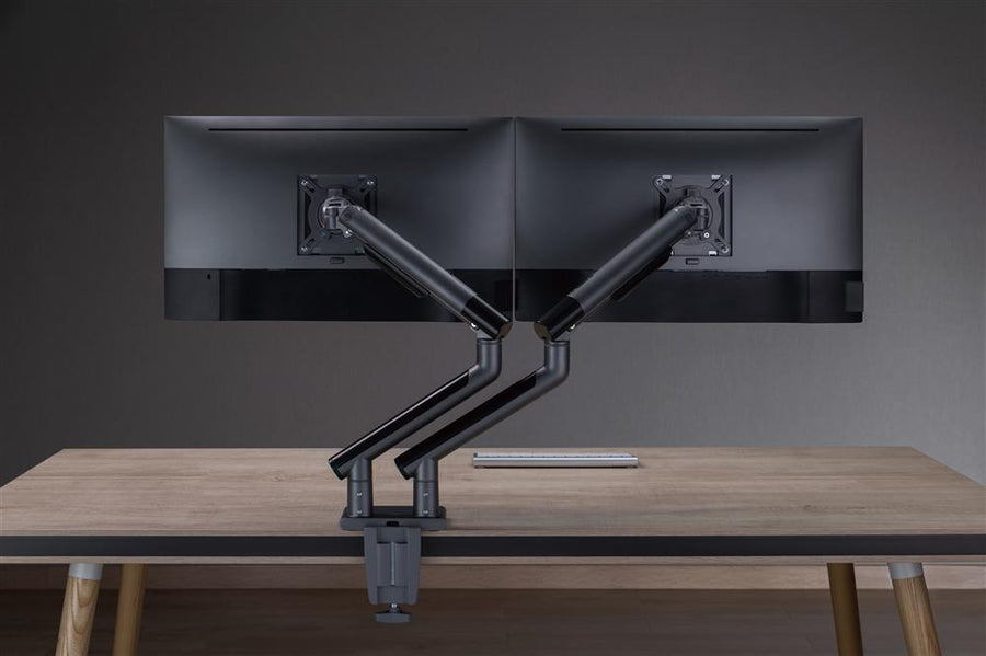 BRATECK LDT49-C024-SG - 17-32'' Dual Premium Slim Aluminium Spring-Assisted Desk Mount Monitor Arm.