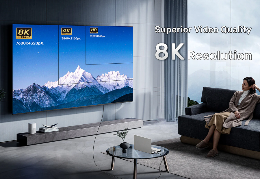 Unitek C11085GY01-40M - 40M 8K HDMI Fiber Optic 2.1 Cable & Supports 48Gbps. Support Max Res up to 8K@60Hz