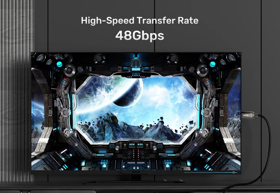Unitek C11085GY01-40M - 40M 8K HDMI Fiber Optic 2.1 Cable & Supports 48Gbps. Support Max Res up to 8K@60Hz