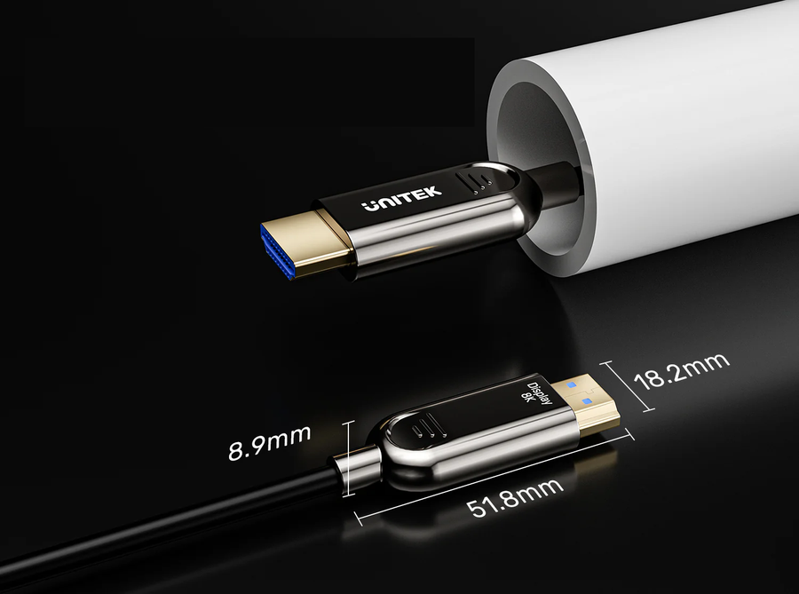 Unitek C11085GY01-50M - 50M 8K HDMI Fiber Optic 2.1 Cable & Supports 48Gbps. Support Max Res up to 8K@60Hz