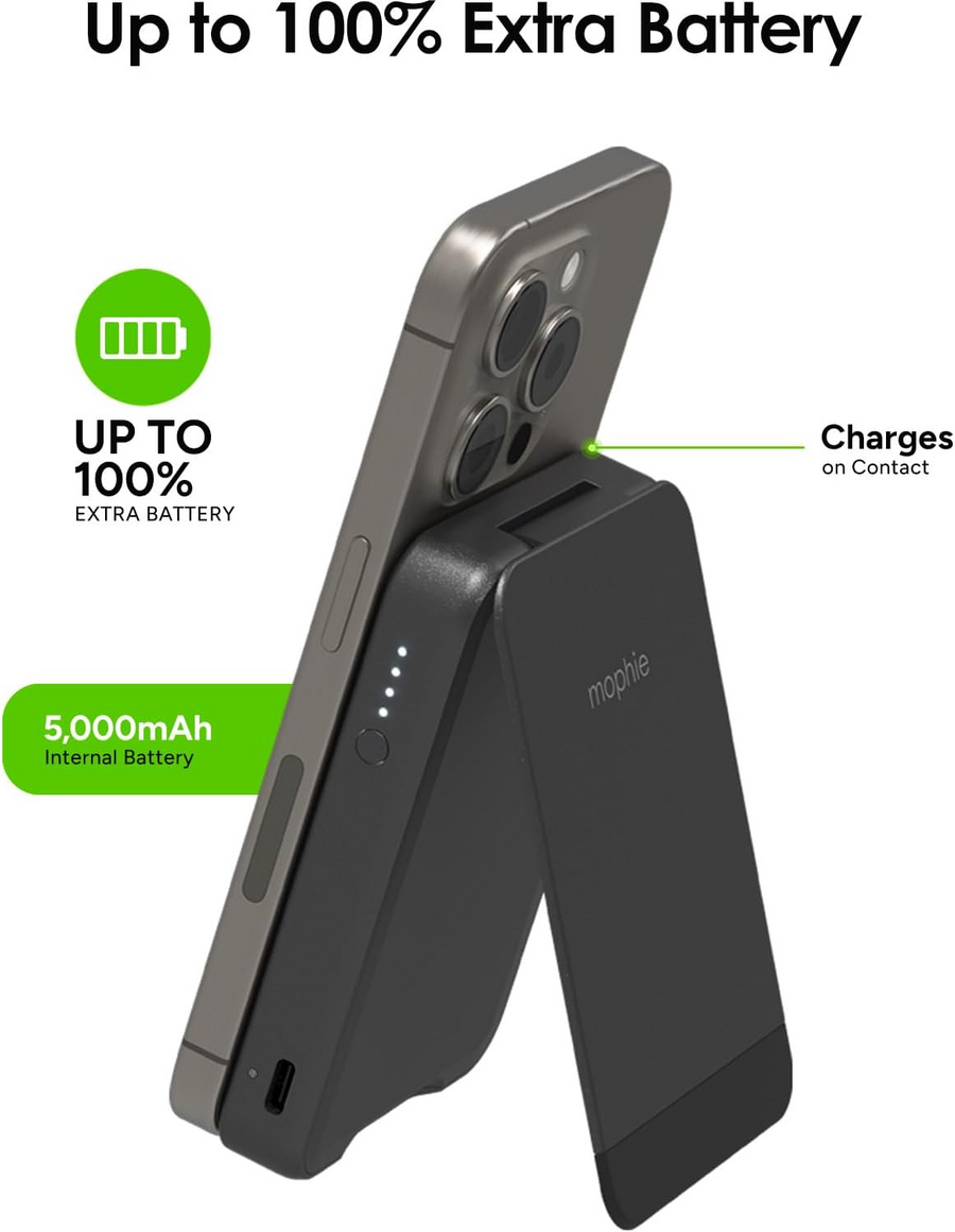 ZAGG 401113393 - Mophie UNV BTRY snap+ powerstation ministand 5K Qi2 - Black