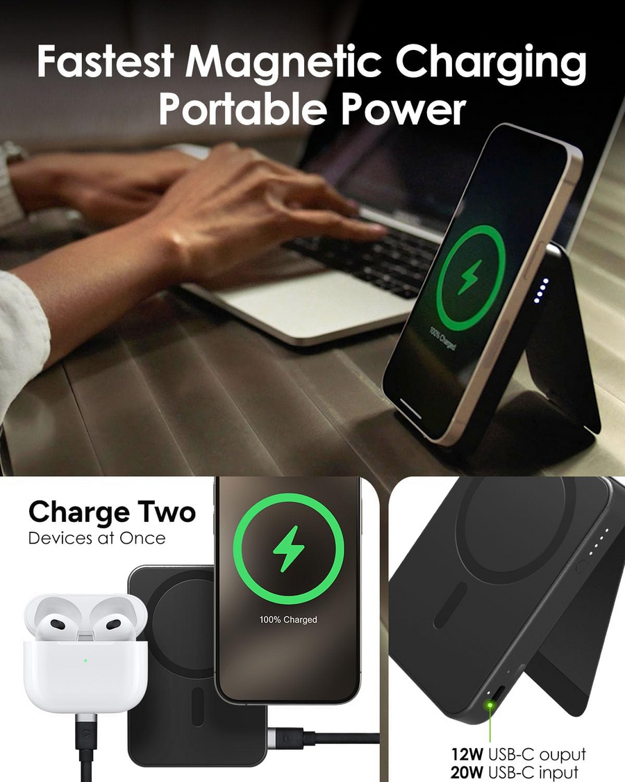 ZAGG 401113393 - Mophie UNV BTRY snap+ powerstation ministand 5K Qi2 - Black