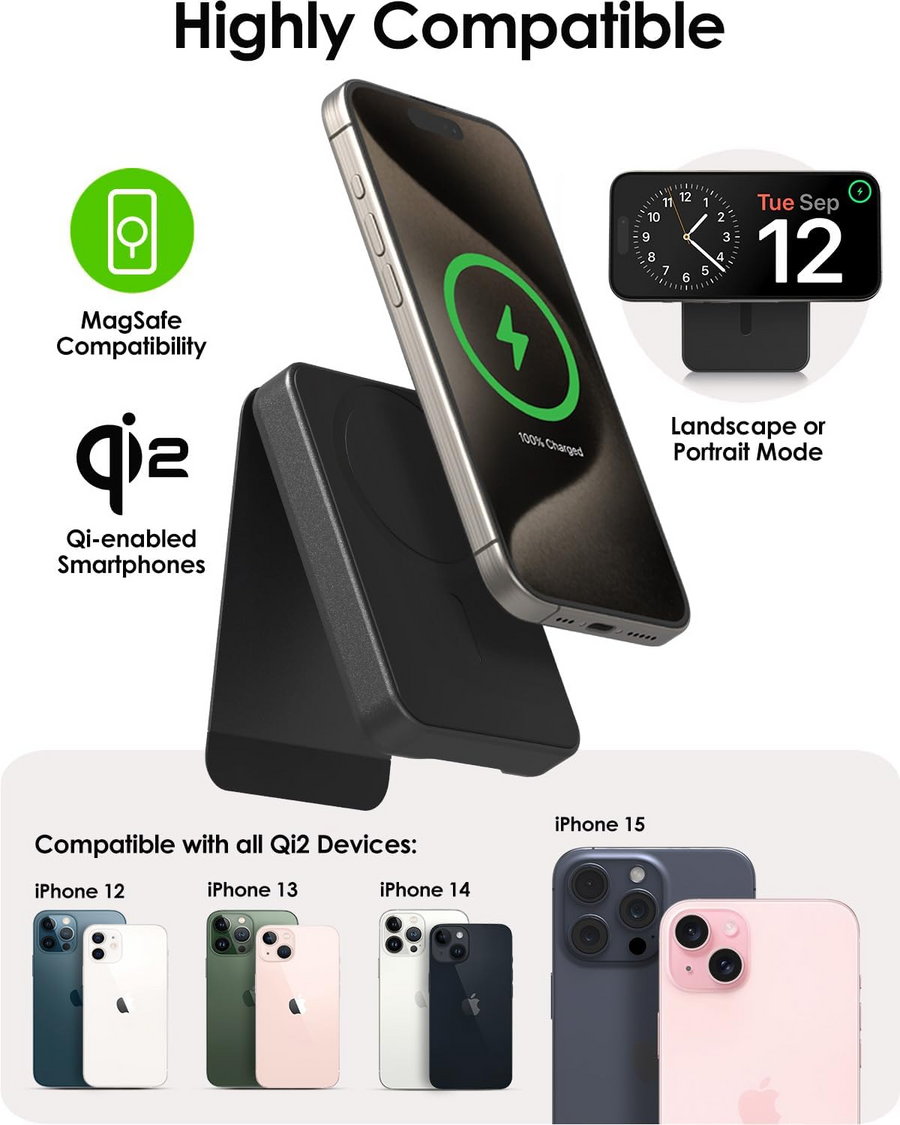 ZAGG 401113393 - Mophie UNV BTRY snap+ powerstation ministand 5K Qi2 - Black