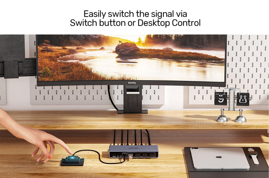 Unitek V1309A - 5Gbps HDMI KVM Switch. Switches Between 2 Devices 1 HDMI 4K@60Hz Display & 4 USB