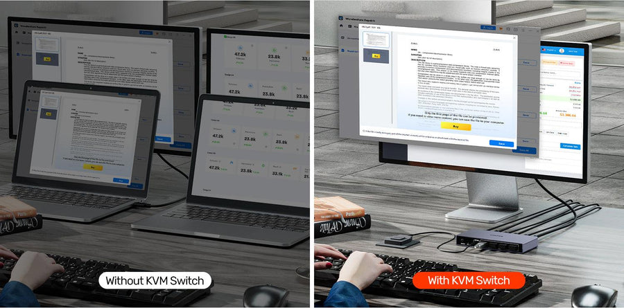 Unitek V1309A - 5Gbps HDMI KVM Switch. Switches Between 2 Devices 1 HDMI 4K@60Hz Display & 4 USB