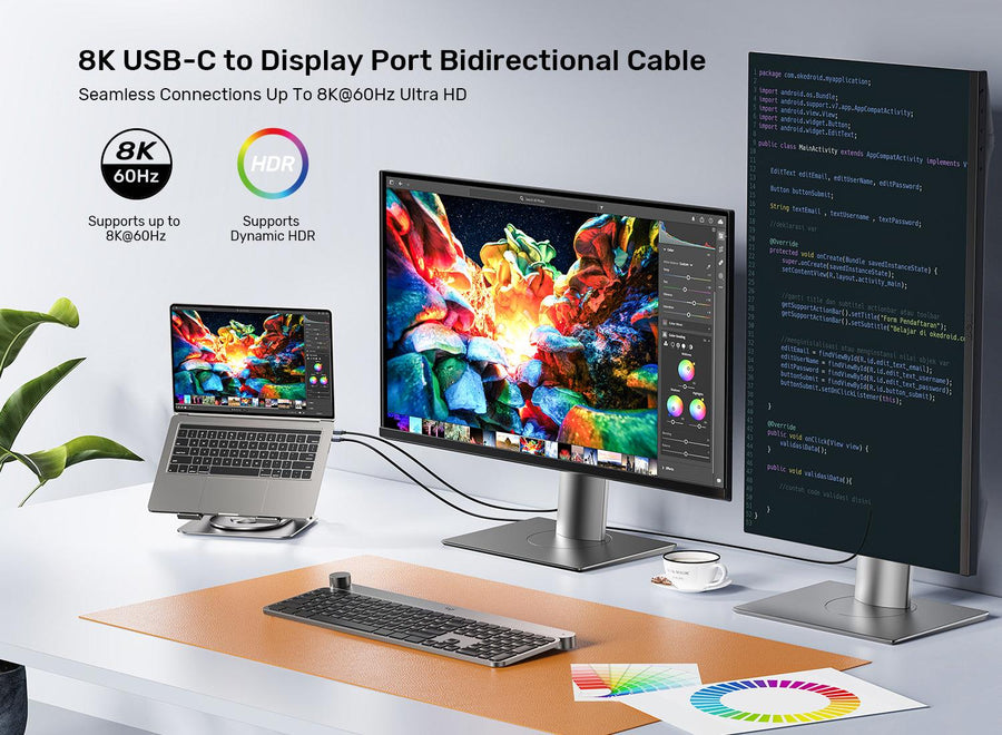 Unitek V1423D - 1.8m 8K USB-C DisplayPort 1.4 Cable in Aluminium Housing Res up to 8K@30Hz & HDR.