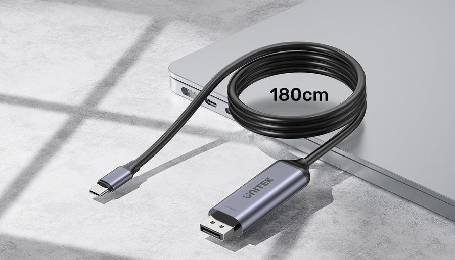 Unitek V1423D - 1.8m 8K USB-C DisplayPort 1.4 Cable in Aluminium Housing Res up to 8K@30Hz & HDR.