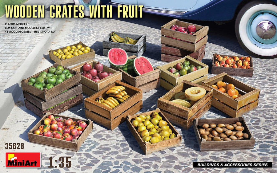Miniart 2-35628 - MINIART 1/35 WOODEN CRATES W/FRUIT