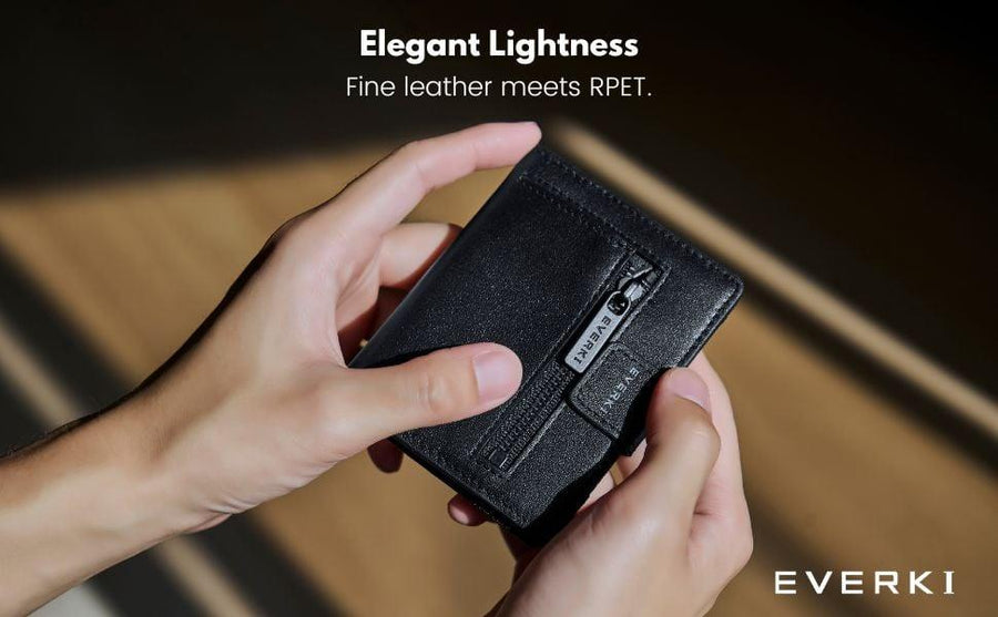 EVERKI EKW200 - Leather RFID Blocking Wallet for Cards Coins & Bills Black Securely Holds 6-8 Cards Fast