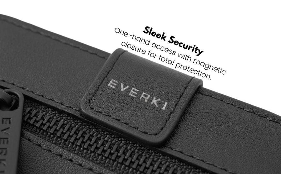 EVERKI EKW200 - Leather RFID Blocking Wallet for Cards Coins & Bills Black Securely Holds 6-8 Cards Fast
