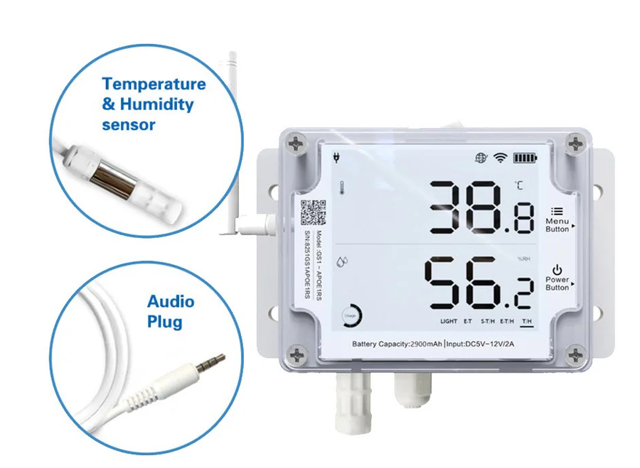 TH30S-B-3M-R-Audio - Ubibot TH30S-B-3M-R-Audio External 3 Metre Temperature & Humidity Probe for GS1