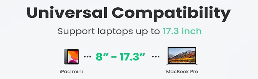 UGREEN UG-40289 Aluminum Foldable Laptop Stand - Silver - Foldable & Portable - 5 Level Height Adjustment - Support laptop up to 8"-17.3" iPad Mini/ Macbook Pro