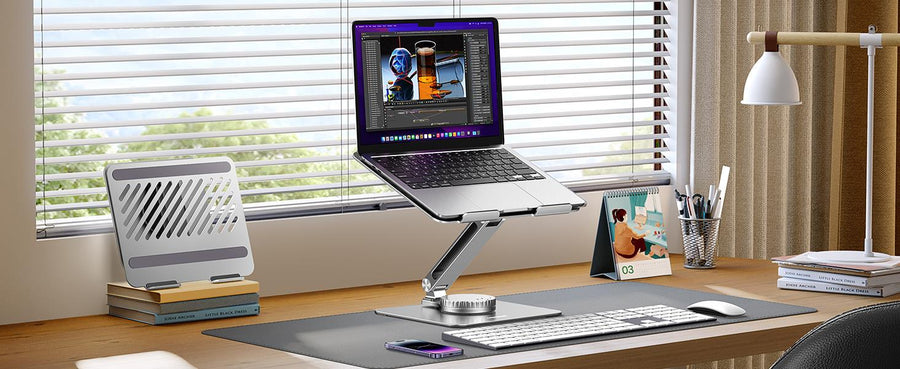 UG-90849 - UGREEN Laptop Stand for Desk Adjustable 360 Rotating Base Compatible with MacBook Pro Air Stand, Lenovo Ideapad 3, Dell Chromebook, HP Notebook up to 17.3 Inch