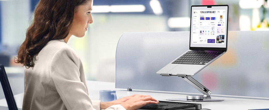 UG-90849 - UGREEN Laptop Stand for Desk Adjustable 360 Rotating Base Compatible with MacBook Pro Air Stand, Lenovo Ideapad 3, Dell Chromebook, HP Notebook up to 17.3 Inch