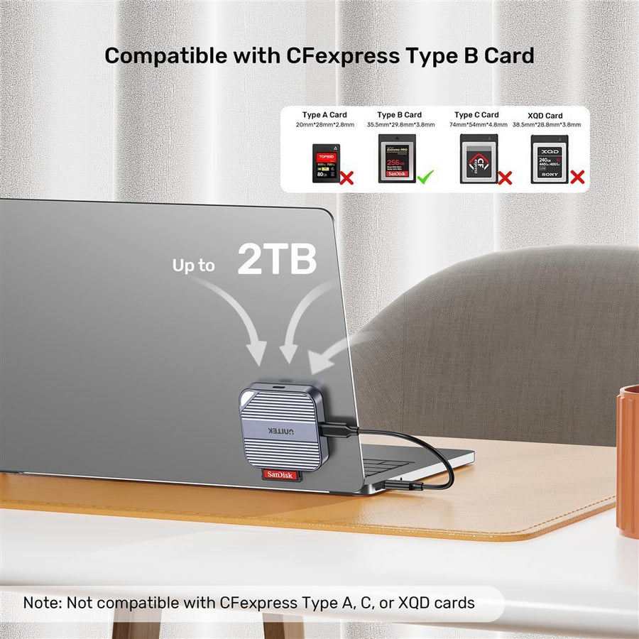 Unitek S1244B - MagSafe Magnetic CF Express Reader for iPhone 16/15 USB-C 10Gbps USB3.2 GEN2