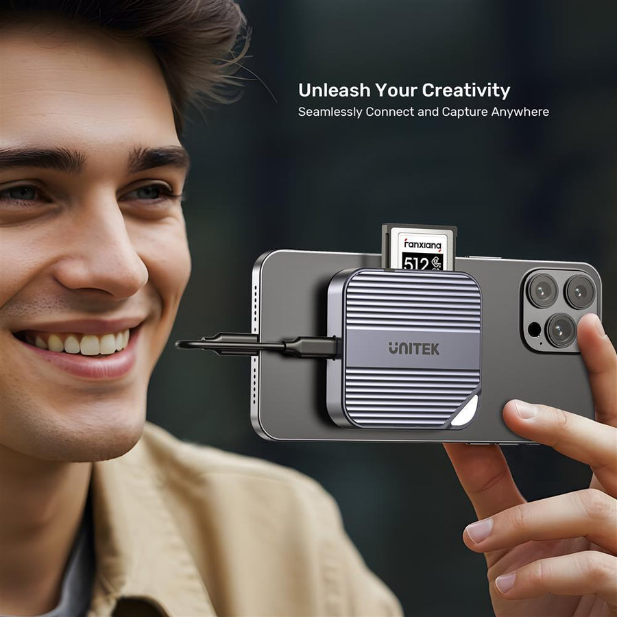 Unitek S1244B - MagSafe Magnetic CF Express Reader for iPhone 16/15 USB-C 10Gbps USB3.2 GEN2