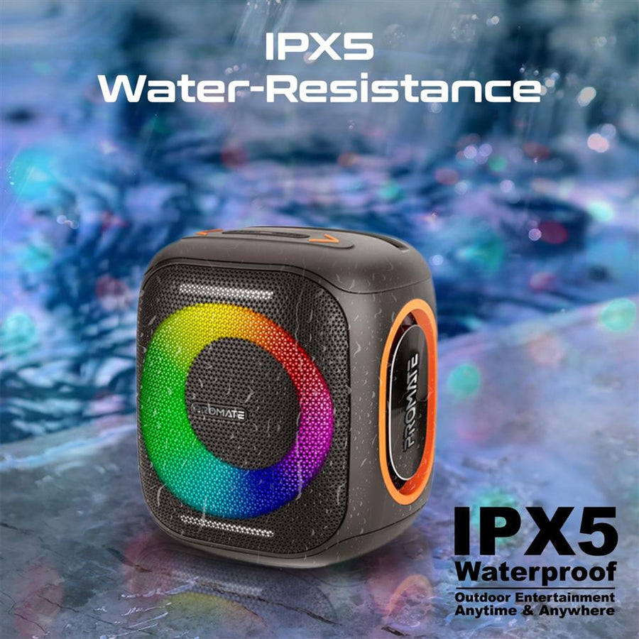 Promate STRIKE-40 - 40W Portable BT Speaker w/ Dynamic RBG Lights. Up to 6 Hours Playback AUX
