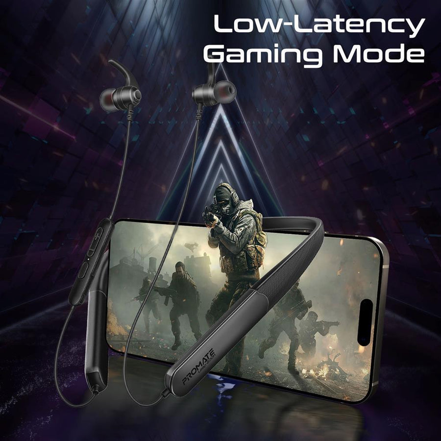 Promate LEAP-200H - SportFit HiFi Wireless NeckBand Earphones 200 Hours Playtime. ENC Noise Reduction
