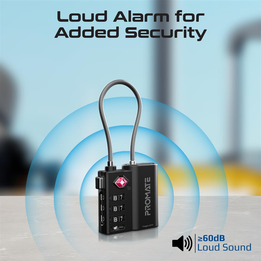 Promate TAGLOCK - TSA Luggage Lock w/ Smart Precision Tracking Tag. Works w/ Apple Find My APP