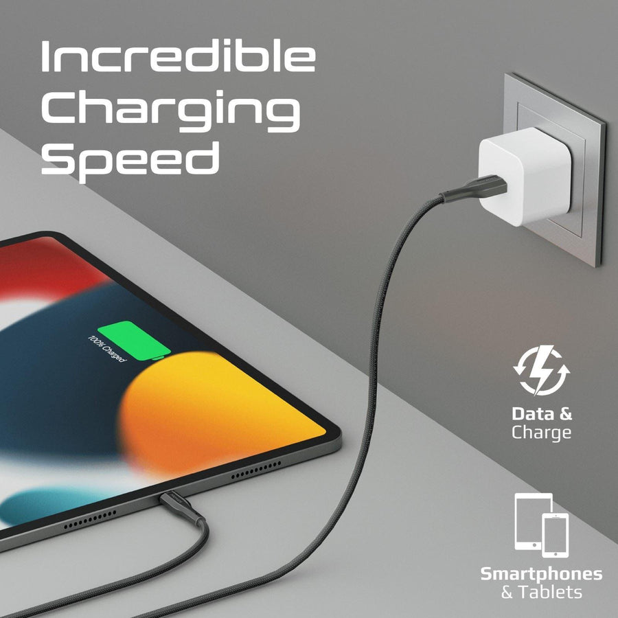Promate XCORD-AI200-BLK - 2M USB-A to Lightning Connector Super Flexible Cable Supports 2A Charging & 480Mbps