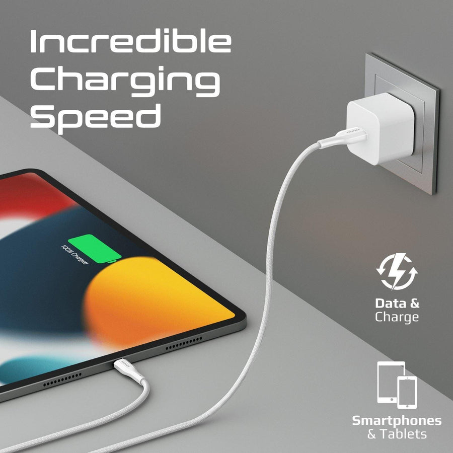 Promate XCORD-AI200-WHT - 2M USB-A to Lightning Connector Super Flexible Cable Supports 2A Charging & 480Mbps