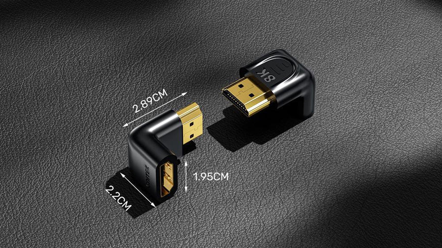 Unitek A1046A - 8K HDMI 90 & 270 Degree Right Angle Adapter w/ Gold-Plater Connectors