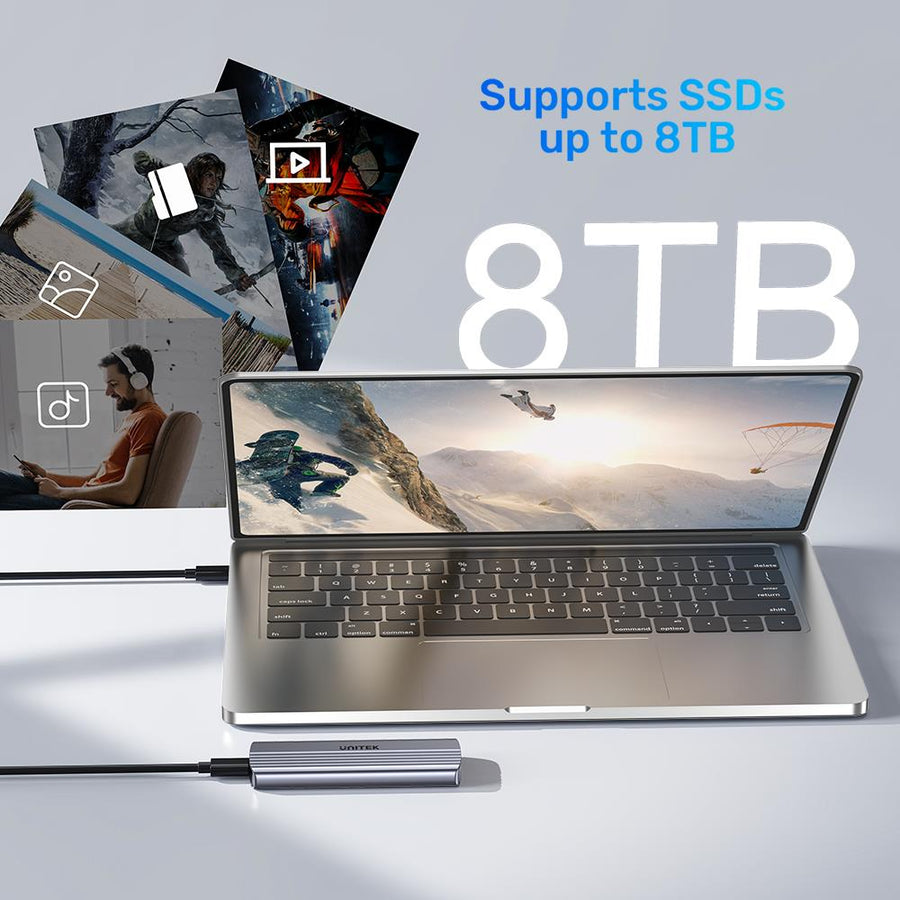 Unitek S1241B - USB-C 10Gbps to NVMe M.2 SSD Enclosure 30cm USBC to C Cable 10Gbps Transmission Speed