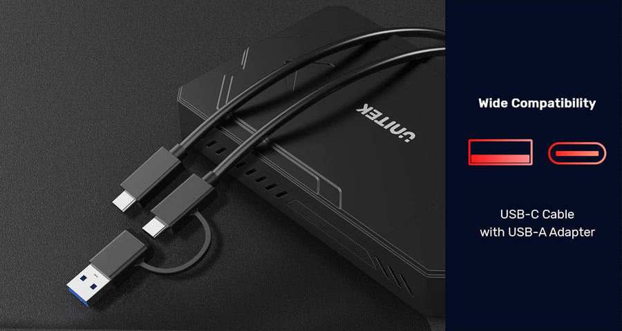 Unitek S1229C - M.2 NVMe & SATA SSD Enclosure. M Key M.2 NVMe SSDs & 2.5