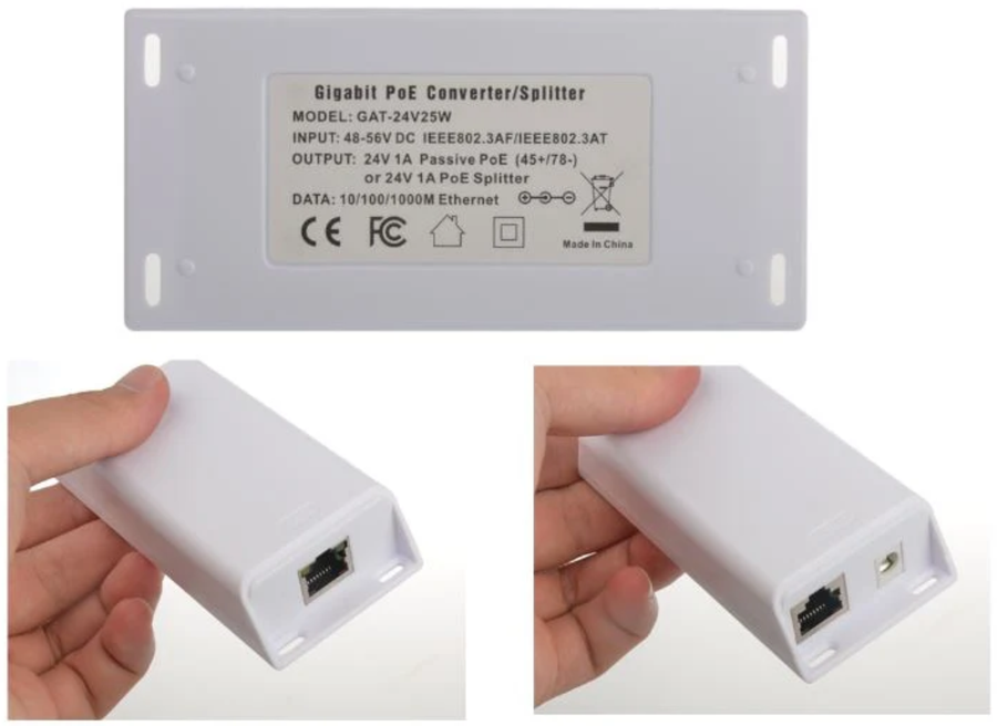 GAT-24v25w - PoE World 802.3at kompatibler aktiver PoE auf 24V passiver Gigabit Splitter