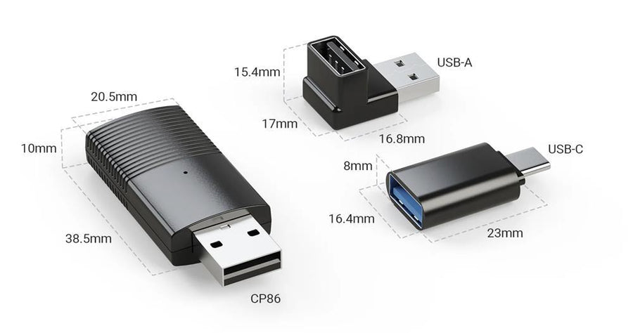 CP86-AA - OTTOCAST CARPLAY & ANDROID AUTO TO WIRELESS USB ADAPTER MINI 2-IN-1