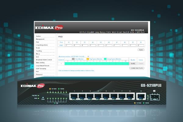 EDIMAX GS-5210PLG - 10 Port Gigabit PoE+ Web Smart Switch 1 SFP Ports