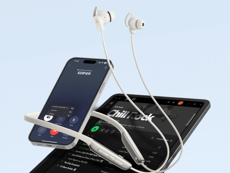 Edifier  W280NB Pro Wireless Noise Cancelling Sports Earbuds - Sand White