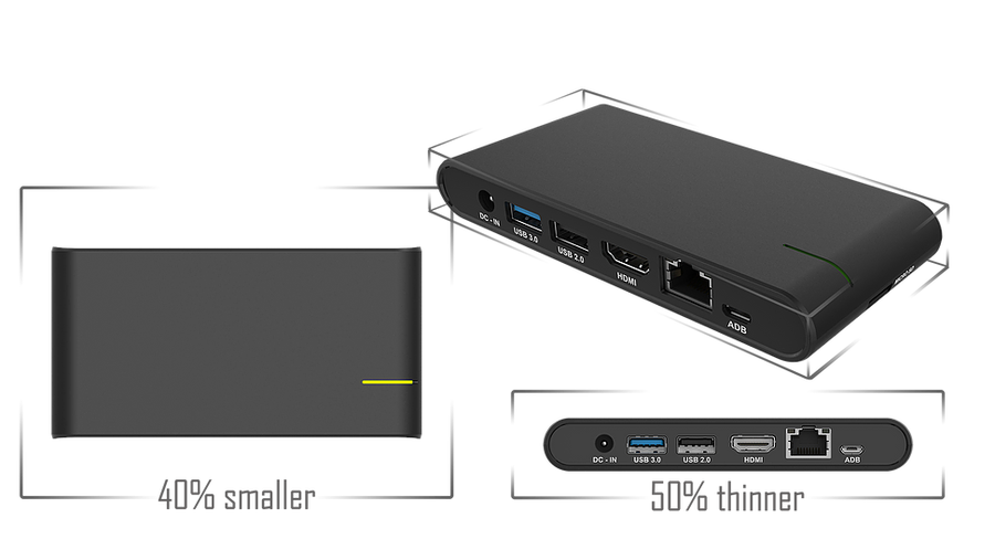 Qbic BXP-100 - Phantom Media Player - 4K 60fps Solid State Fanless Box-PC, Dual Band WiFi, Android 12, Ultra Compact